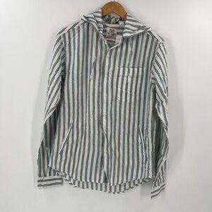 The Tourist by Burkman Bros S Hooded Button Down Shirt Stripe Coastal Casual